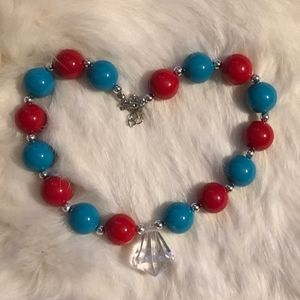 16" Red and Blue Beaded Necklace